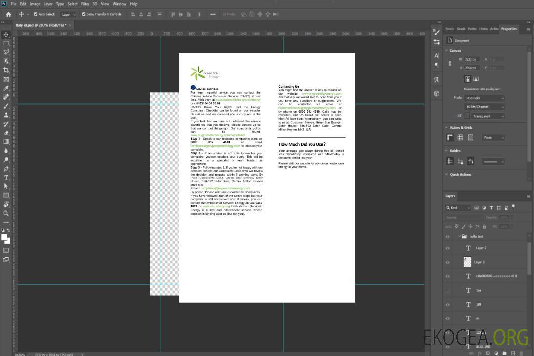 Royaume-Uni Green Star Energy facture de services publics pour les entreprises d'énergie Formats Word et PDF, 3 pages 3 template